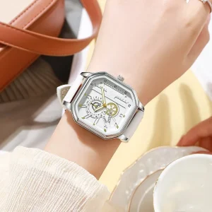 Luxury Women’s Quartz Watch Alloy Leather Strap Japan Classic Fashion Luminous Hands Dial 10m Water Resistant Multi Functional