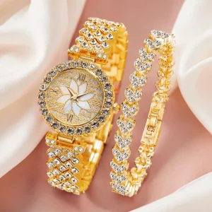 Luxury Women’s Quartz Watch with Diamond Small Dial and Bracelet Creative Diamond Quartz Watch Girls Hand Chain Watch