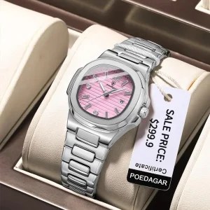Luxury Women’s Square Quartz Watch Luminous Waterproof Stainless Steel Watch