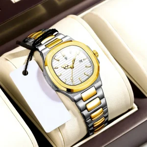 Luxury Women’s Square Stainless Steel Ultra Thin Calendar Luminous Quartz Watches 789