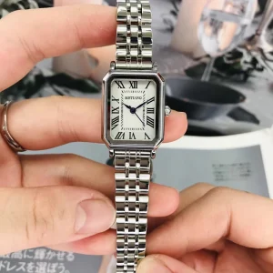 Luxury Women’s Stainless Steel Band Watch Elegant Square Design with Waterproof Quartz Movement Silvery Dial Window