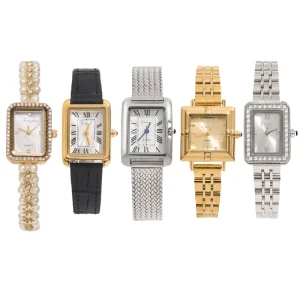 Luxury Women’s Stainless Steel Quartz Watch with Pearl Bracelet Wristband Glass Dial Window Display Pointer Display