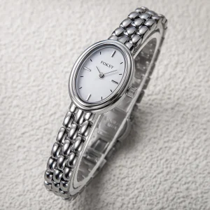 Luxury Women’s Watch Oval Stainless Steel Case Quartz Wristwatch Waterproof Ladies Dress Watch