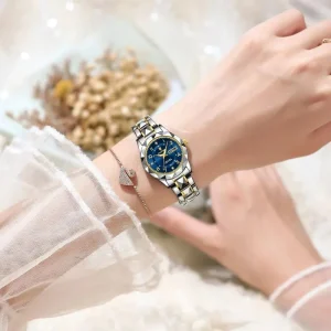 Luxury Women’s Waterproof Luminous Date Week Ladies Quartz Stainless Steel Dress Watch