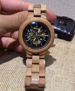 Luxury Wood Skeleton Automatic Watch From Wood Watches Manufacturer