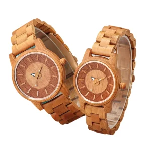 Luxury Wooden Analog Quartz Watch for Couple Business Sport Fashion Retro Red Cherry Lovers Gift