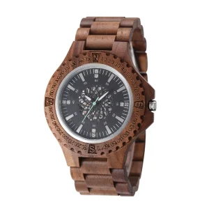 Luxury Wooden Watches Men Wrist Custom Logo Low MOQ Mechanical Stainless Steel Wood Watch