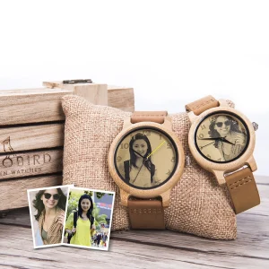 Luxury Wristwatches for Couples Bamboo Case with Leather Band Quartz Movement Custom Wooden Watches