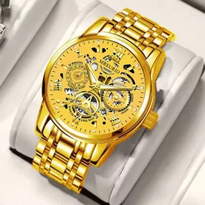 M1386 Business Style Alloy Case Stainless Steel Band 20mm Shanghai Movement Chronograph Quartz Watch with 3BAR Water Resistance