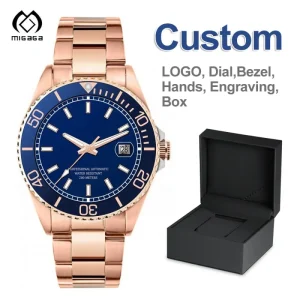 MIGAGA Customizable Stainless Steel Oval Dial Analog Display Luminous Feature Diving Watch Band 22mm 5mm Men’s Mechanical Watch