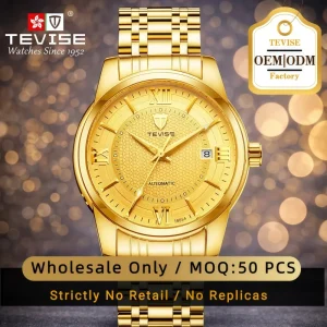 [MOQ 50] OEM Custom Men’s Stainless Steel Automatic Mechanical Watch 3BAR Waterproof