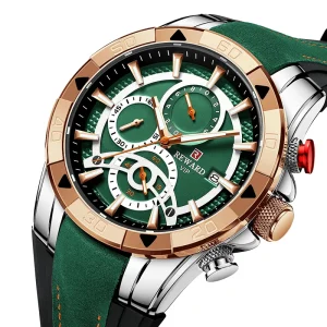 Male Watches Fashion Leather Silicone Strap Luminous Hands Chronograph Sports Wristwatch Watch for Men