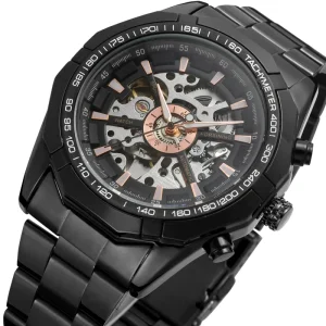 Man Large Face Wrist Watch Manufacturer Hollow Out Business Dress Luxury Gold Automatic Mechanical Wristwatch