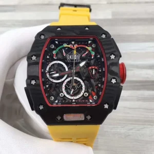Manual Mechanical Watch Graph TPT Skeleton Dial Split Seconds Chronograph Tourbillon Watch for Men