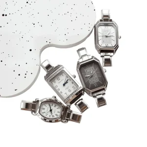Manufacturer Fashionable Square Diamond Inlaid DIY Charm Bracelet Quartz Watch for Men and Women