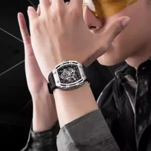 Mark Fairwhale FW 6700 Fashion Watch Silicone Strap Sports Men’s Automatic Watch Business Skeleton Mechanical Wristwatch