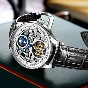 Mark Fairwhale Luxury Mechanical Movement Waterproof Watch Fashion Moon Phase Tourbillon Automatic Men Watch