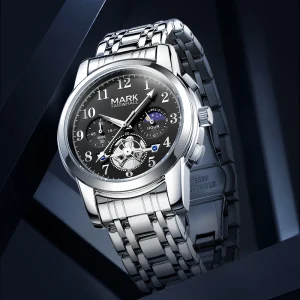 Mark Fairwhale Quartz Watch Men 40mm Stainless Steel Waterproof 30M Business Casual Wristwatch for Daily Use