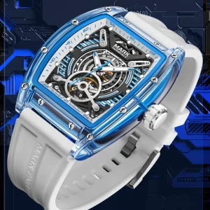 Mark Fairwhale Transparent Acrylic Case Tonneau New Design Automatic Mechanical Men Watches