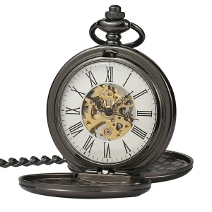 Mechanical Antique Double-sided Light Laser Pocket Watch With a Flip Cover for Both Men and Women