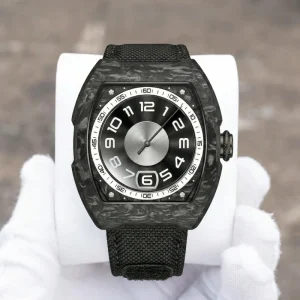 Mechanical Automatic Jumping Hour 9015 Watch Forged Carbon Tonneau Case Men’s Sport Wristwatch Sapphire Crystal