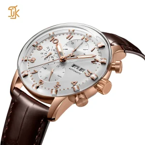 Mechanical Automatic Multifunctional Watch Stainless Steel Luminous Business Formal Dress Mens Wristwatch Clock Reojes De Hombre