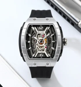 Mechanical Automatic Watch Zinc Alloy Case Stainless Steel Band Basic Time Function
