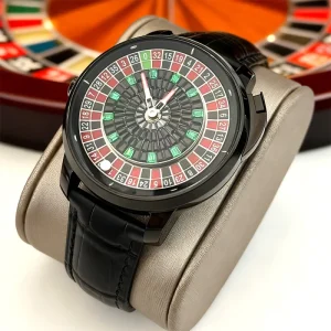 Mechanical Men’s Watch with Russian Roulette Feature Leather Strap Rotary Button Design NH35 Movement OEM ODM Version Available