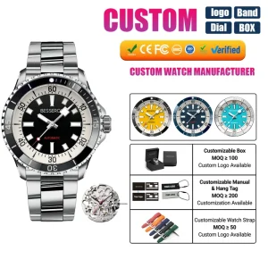 Mechanical Watch Automatic Movement Business Stainless Steel Wristwatch for Men Waterproof Custom logo