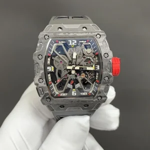 Mechanical Watch Black Carbon Fiber Skeleton Dial Butterfly Rotor Automatic Watch