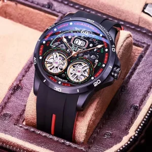 Mechanical Watch Double Tourbillon Automatic Wristwatch Stainless Steel Men’s Bracelet Luxury Fashion Timepiece