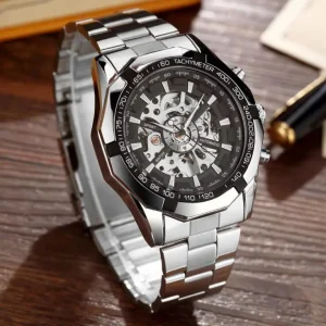 Mechanical Watch Full Hollow Men’s Automatic Mechanical Watch Steel Belt Cross border
