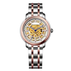 Mechanical Watch Movement Classic Analog Mechanical Watch Integrated Gear Train Structure Exquisite Gear Box Comfortable Strap