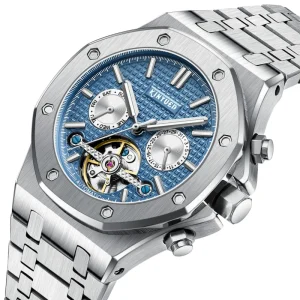 Mechanical Watch Silicone Strap Waterproof Luminous Analog Power Reserve Casual Fashion Wristwatch Sport Glass