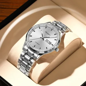Mechanical Watch for Men Classic Round Business Style Waterproof Stainless Steel Strap Luminous Watches