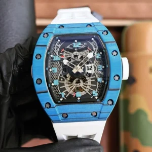 Mechanical Watches Mens Watch Carbon Material Tourbillon GMT Fashion Style Luxury Automatic Watch Blue NTPT