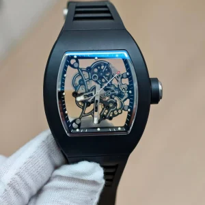 Men 055 Mechanical Watch Tonneau-shaped Skeleton Design Sapphire Crystal Business and Sport Men’s Watch