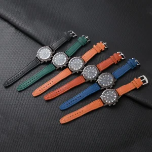 Men 6 Hands Multifunctional Chronograph Quartz Watch Luminous Large Dial Leather Band Sports Watch
