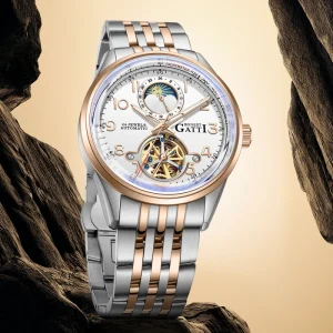 Men Automatic Mechanical Watch 316L Stainless Steel Sapphire Glass 5ATM Waterproof Steel Strap Wristwatch
