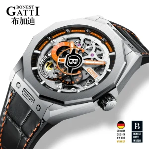 Men Automatic Mechanical Watch 42H Power Reserve Waterproof Chronograph Watch With 316L Steel Case Leather Strap