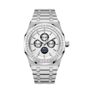 Men Automatic Mechanical Watch Multifunctional Skeleton Dial Stainless Steel Case Custom Logo Wristwatch