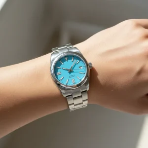 Men Automatic Mechanical Watch Seiko Style Diver Steel Ice Blue Dial Sapphire Crystal Japan Movement Thin Sport Wristwatch