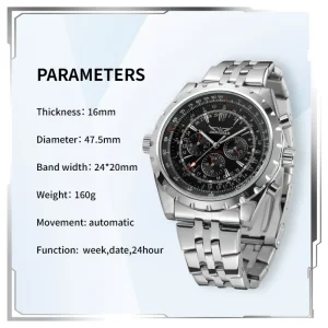 Men Big Face Automatic Watches Stainless Steel Luxury Wristwatches
