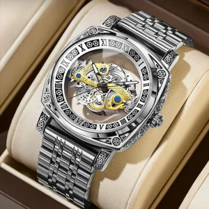 Men Black Watches Custom Logo Stainless Steel Wrist Watches Reloj Para Hombre