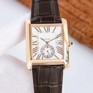 Men Business Automatic Mechanical Wristwatch Waterproof Multi-function Calendar Stopwatch Black Leather Clock Roman Number Dial
