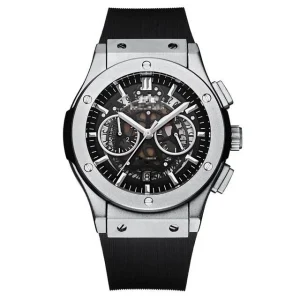 Men Chronograph Skeleton See Through Style Luxury Rose Gold Silver Black Titanium Style Rubber Fashion Quartz Watch