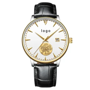 Men Classic Watch Genuine Leather Waterproof Sapphire Crystal Automatic Watch
