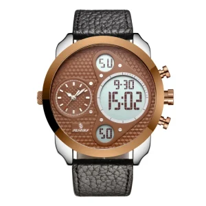Men Dual Display Digital Quartz Watches Multifunctional Business Wristwatch