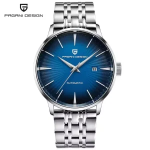 Men Fashion Casual Mechanical Automatic Luxury Stainless Steel Waterproof 30M Watch 43mm Dial Hardlex Crystal