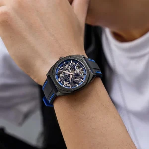 Men Fashion Watch Waterproof Rubber Strap Big Dial Sport Wristwatch Luxury Men’s Mechanical Racing Watch